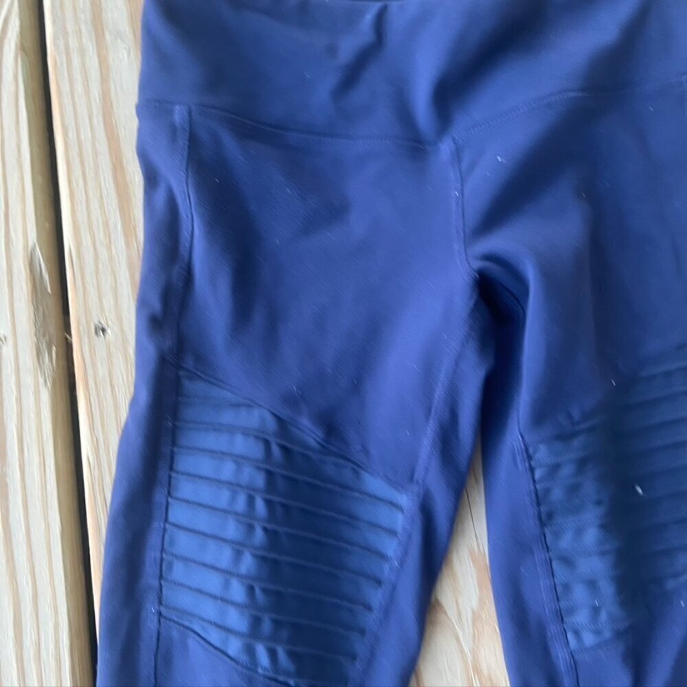 Alo Yoga Ribbed Mesh Leggings Tights Sz Small Navy Blue - Picture 5 of 10